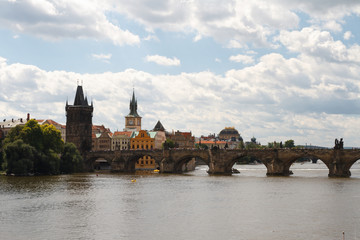 Fototapeta na wymiar Famous Charles Bridge and tower, Prague, Czech 