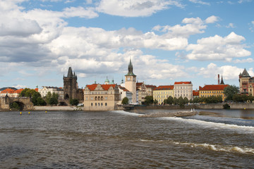 Fototapeta na wymiar View of Prague from the Vltava River. 