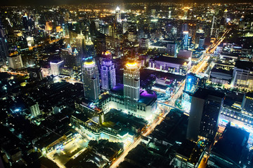 Plakat Night Bangkok cityscape