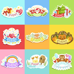 Party Template Labels Set Of Cute Stickers