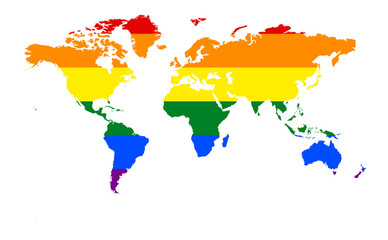 colorful, rainbow gay map of the world