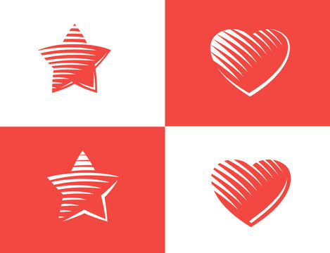 Star and heart Icon vector.