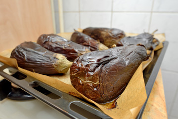Roasted eggplants cooked
