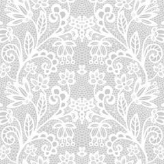 Lace seamless pattern with flowers - 117722903