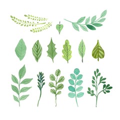 Hand painted green leaves