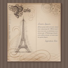 Paris postcard in retro style