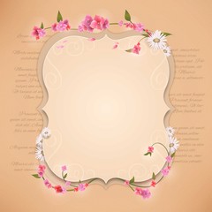 Retro frame with flowers