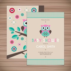 Baby shower card with a owl