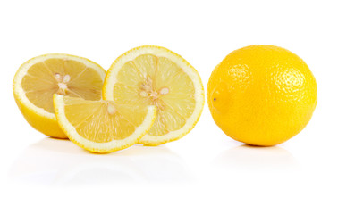 fresh lemons isolated on white background.
