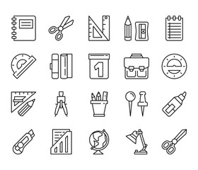 stationery. Set of linear icons