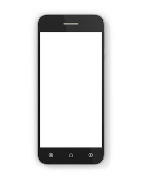 Modern smartphone on white background. Generic mobile smart phon