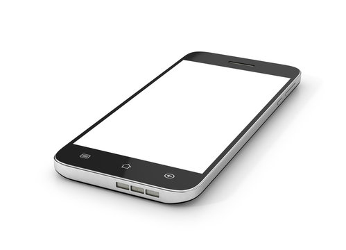 Modern smartphone on white background. Generic mobile smart phon
