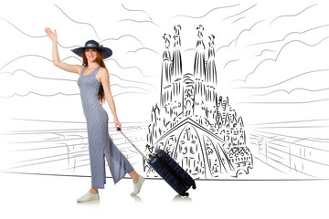 Young woman travelling to Spain to see Sagrada Familia