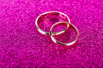 Wedding rings in romantic concept