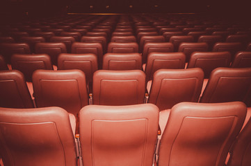 Movie theatre seats in red colors