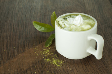 matcha latte on a table