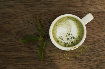 matcha latte on a table