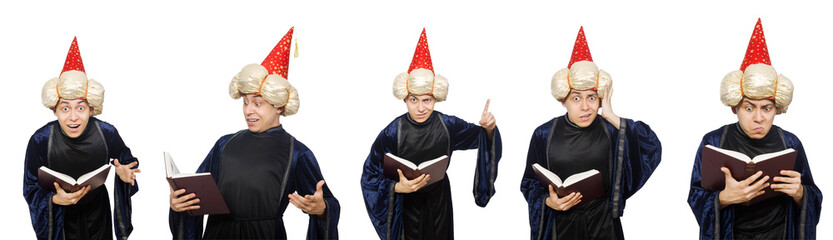 Funny wise wizard isolated on the white