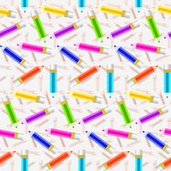 Seamless pattern with colorful pencil ornament. Back to school endless background