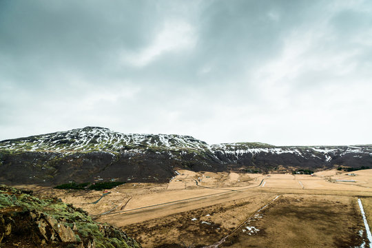Iceland landscape in cloudy weather