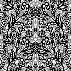 Lace seamless pattern with flowers