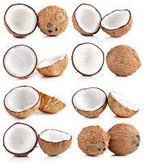 coconut closeup on a white background