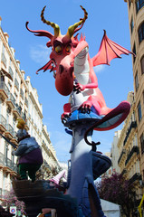 VALENCIA - MARCH 19, 2016: sculpture of a dragon during the holi