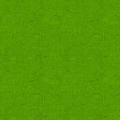 Green Line Camping Seamless Pattern