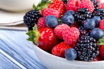 Bowl of fresh fruit. Vegetarian organic meal.