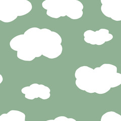 Obraz premium Blue sky with clouds, vector seamless background