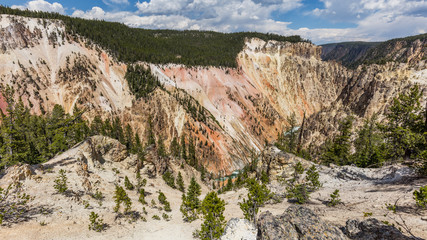 Rocky walls along the Grand Canyon of the Yellowstone. It is the view from Artist Point. Yellowstone National Park, Wyoming