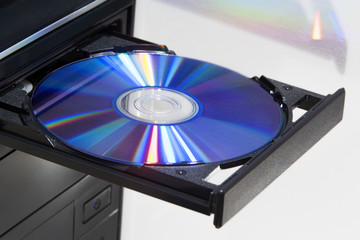 Disc in player of a desktop computer