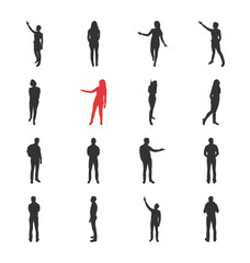 Fototapeta premium People, male, female silhouettes in different showing and browsing poses