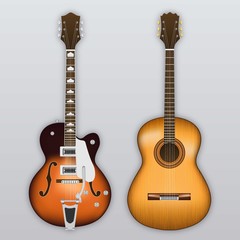 Obraz na płótnie Canvas Electric and acoustic guitars
