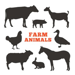 Silhouettes of farm animals