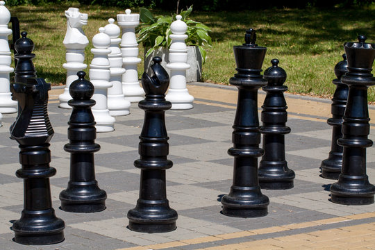 Large chess in a city park.