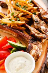 ribs with french fries