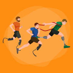 disabled athlete with prosthesis isolated concept, sport for people with prosthesis, physical activity and competition for invalid vector