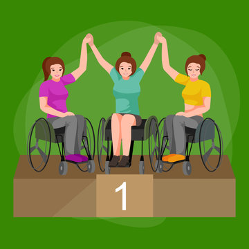 Disabled people On Wheelchair winning in sport game for handicapped, disability sport