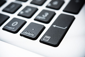 New laptop computer keyboard with black keys