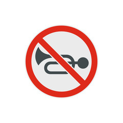 No horn traffic icon in flat style on a white background