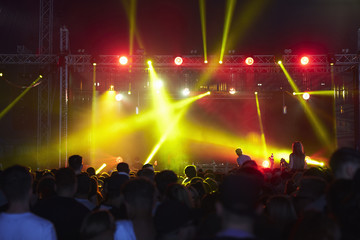 Fototapeta na wymiar Rear View Of Audience Enjoying Music Festival