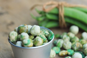 Green soybeans with coated