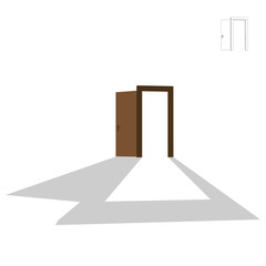 Open door. Isolated on white background. 3d Vector illustration.
