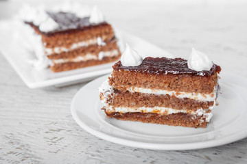 Chocolate and plum jam cake