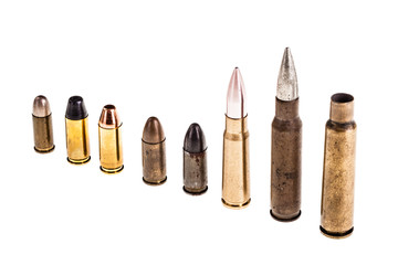 Various bullets on white