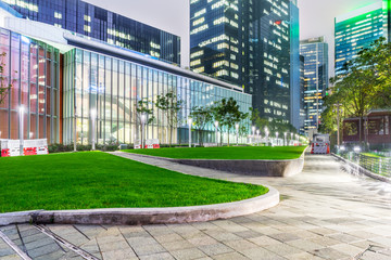 pavement front of financial building