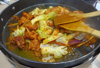 Korean Fried Chicken with vegetable