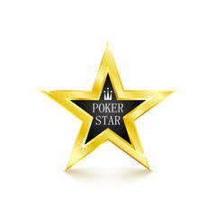 Golden star on white background. Poker concept. Vector Illustration