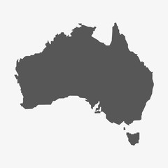Australia map in gray on a white background